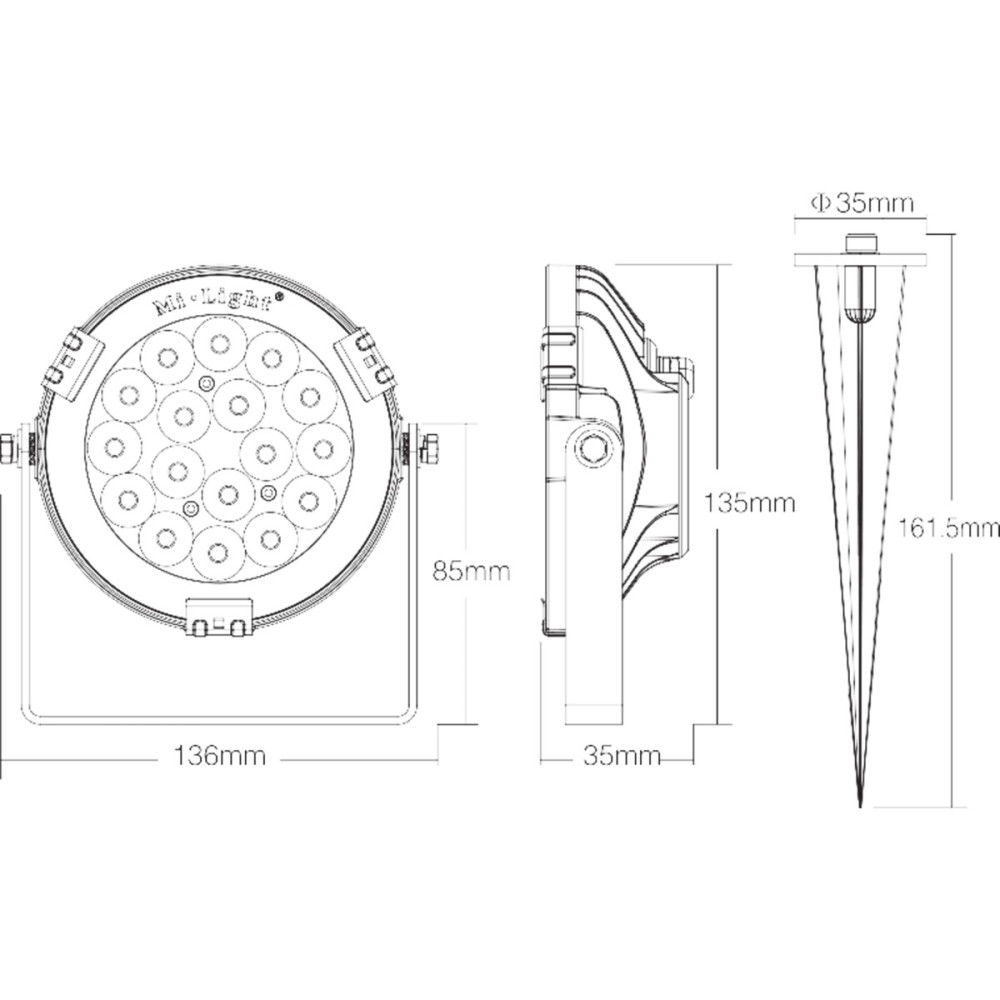 MiLight Lampa ogrodowa LED 9W RGB + CCT FUTC02