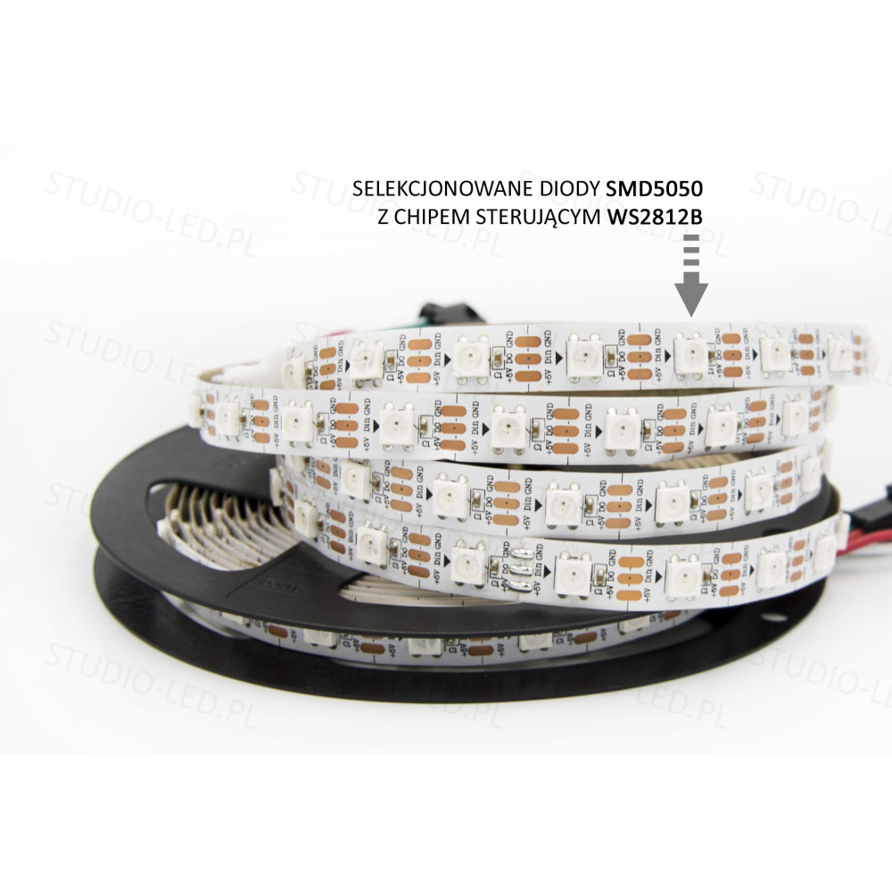 Taśma LED cyfrowa RGB 14,4W 5V WS2812B 60 LED/m - 5 metrów